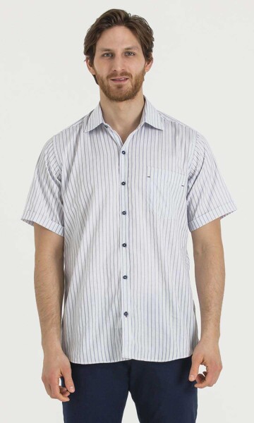 Lacivert Çizgili Regular Fit Gömlek - 7