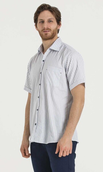 Lacivert Çizgili Regular Fit Gömlek - 9