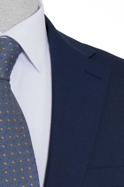 Lacivert Çizgili Slim Fit Takım Elbise - 3