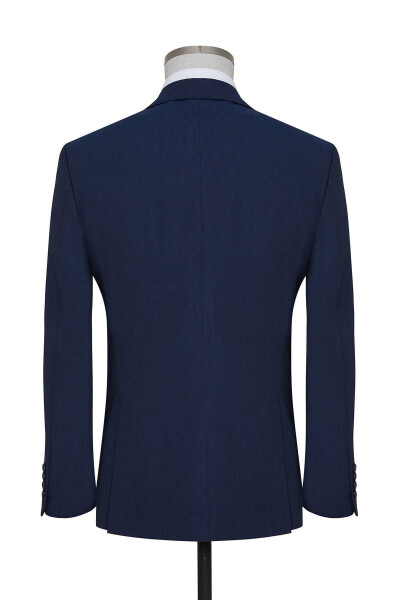 Lacivert Çizgili Slim Fit Takım Elbise - 2