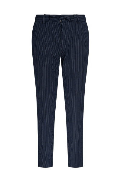 Lacivert Comfort Fit Çizgili Mono Yaka Casual Takım Elbise - 3