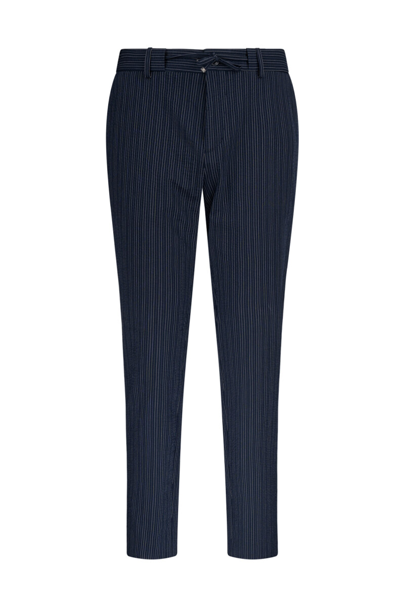 Lacivert Comfort Fit Çizgili Mono Yaka Casual Takım Elbise - HTML (1)