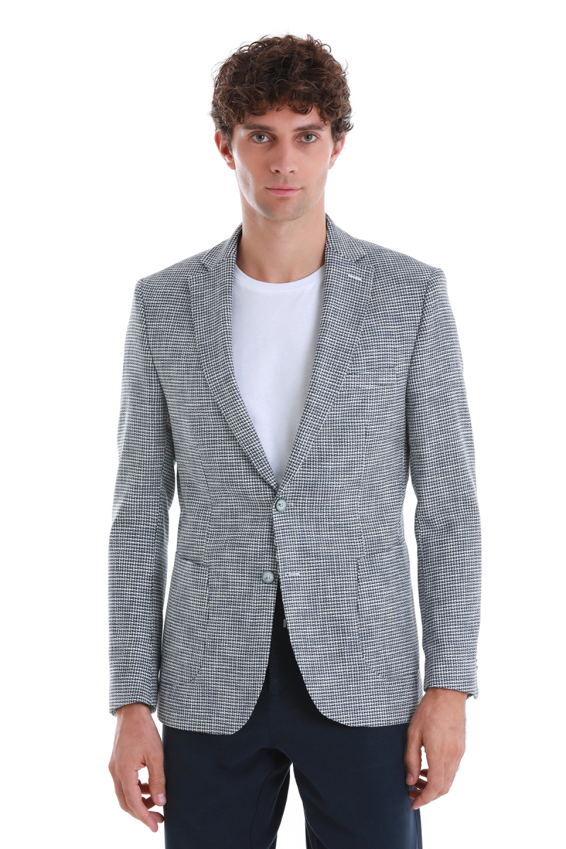 Lacivert Comfort Fit Mono Yaka Klasik Ceket - Hatem Saykı