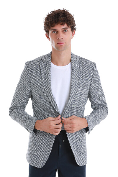 Lacivert Comfort Fit Mono Yaka Klasik Ceket - 3