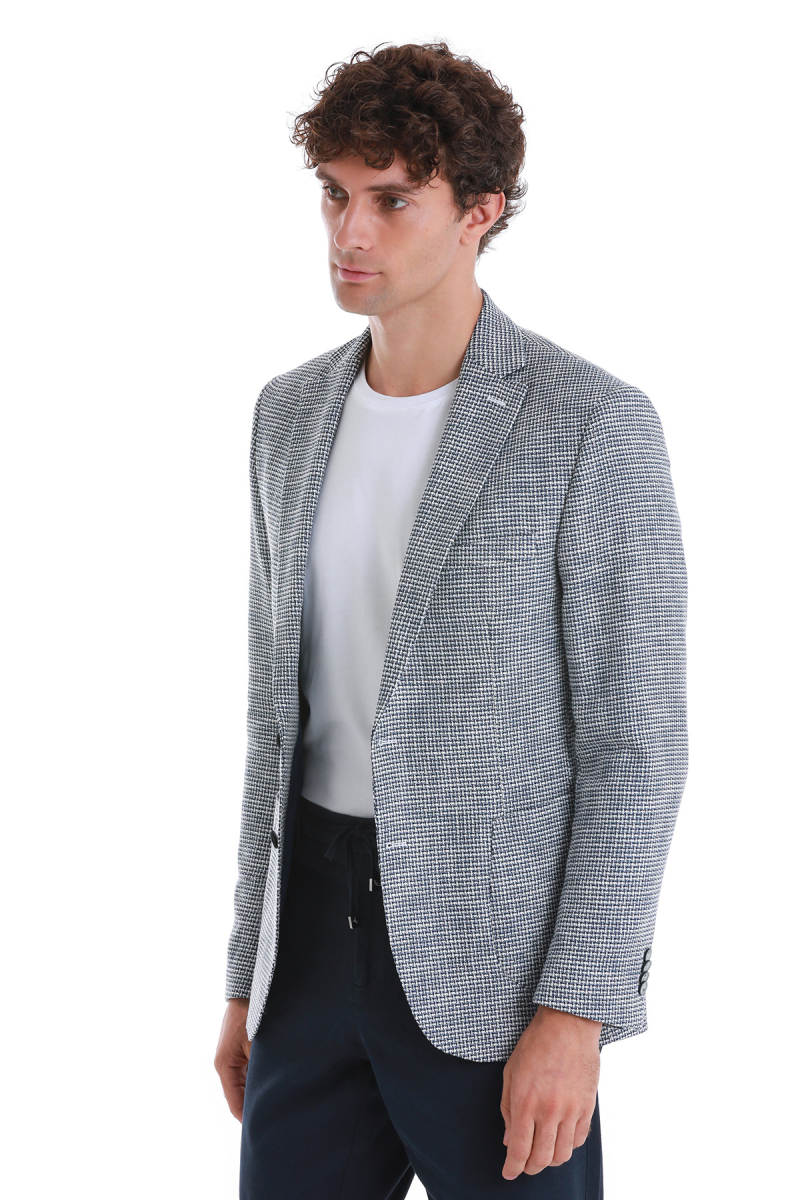 Lacivert Comfort Fit Mono Yaka Klasik Ceket - Hatem Saykı (1)