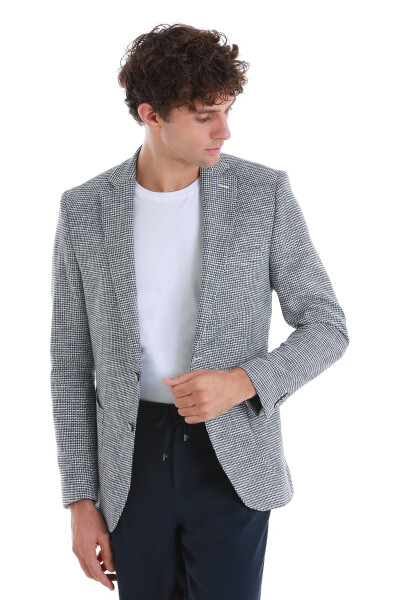 Lacivert Comfort Fit Mono Yaka Klasik Ceket - 5