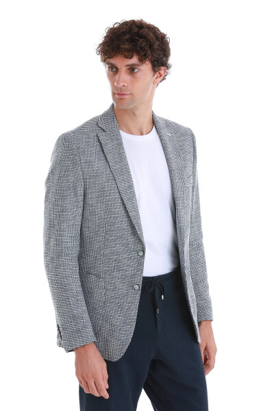 Lacivert Comfort Fit Mono Yaka Klasik Ceket - 6