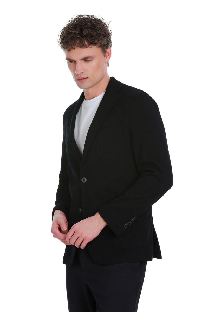 Lacivert Comfort Fit Mono Yaka Klasik Ceket - HTML (1)