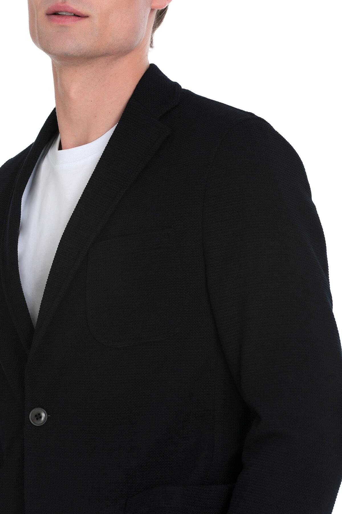 Lacivert Comfort Fit Mono Yaka Klasik Ceket - 3