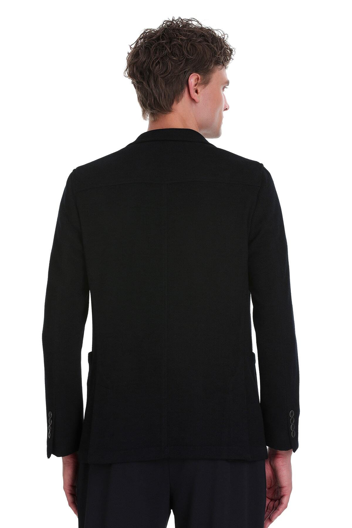 Lacivert Comfort Fit Mono Yaka Klasik Ceket - 5