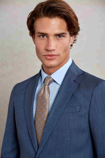 Lacivert Comfort Fit Desenli Mono Yaka Klasik Takım Elbise - 4