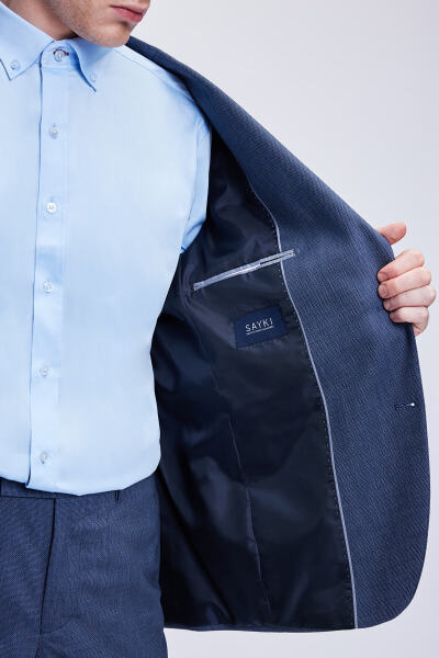 Lacivert Comfort Fit Mono Yaka Takım Elbise - 4