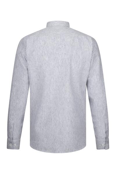 Lacivert Comfort Fit Düğmeli Yaka Uzun Kollu Pamuklu Gömlek - 2