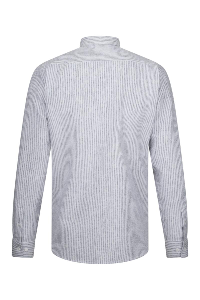 Lacivert Comfort Fit Düğmeli Yaka Uzun Kollu Pamuklu Gömlek - Saykı (1)