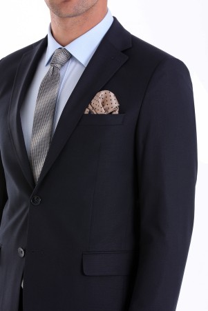 Lacivert Comfort Fit Düz Mono Yaka Klasik Takım Elbise - Thumbnail
