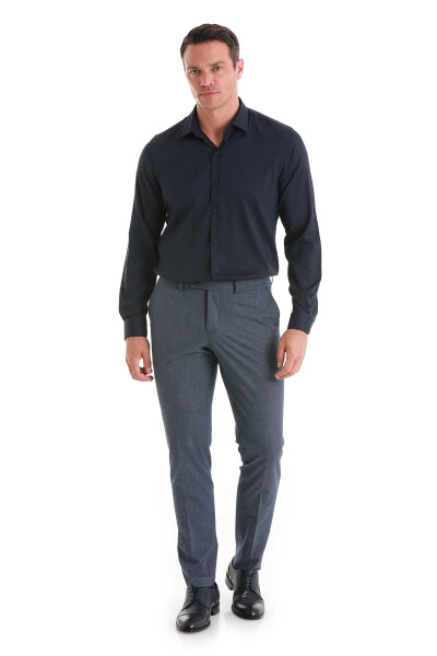 Lacivert Comfort Fit Slim Yaka Uzun Kollu Gömlek - 2