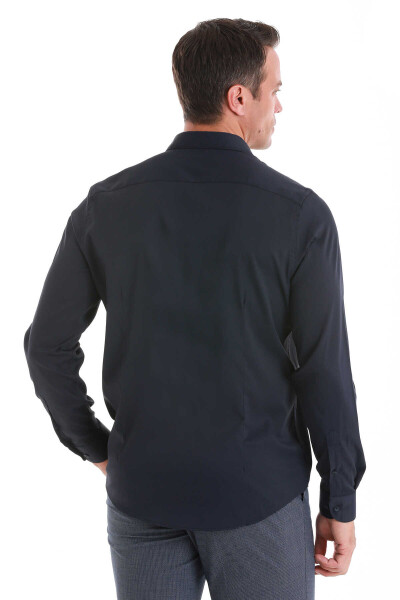 Lacivert Comfort Fit Slim Yaka Uzun Kollu Gömlek - 6