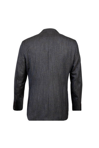 Lacivert Comfort Fit Mono Yaka Desenli Klasik Ceket - 2