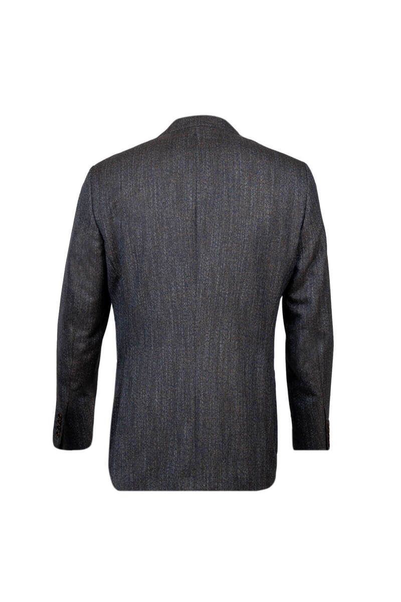 Lacivert Comfort Fit Mono Yaka Desenli Klasik Ceket - Hatemoğlu (1)