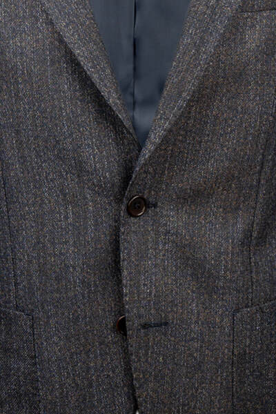 Lacivert Comfort Fit Mono Yaka Desenli Klasik Ceket - 3