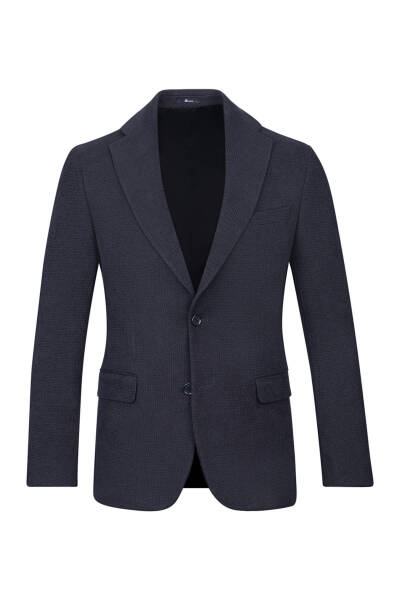 Lacivert Comfort Fit Mono Yaka Klasik Ceket - 1