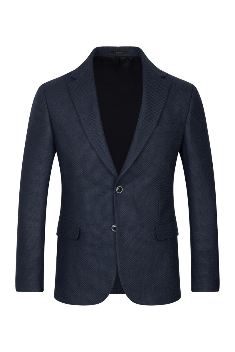 Lacivert Comfort Fit Mono Yaka Klasik Ceket