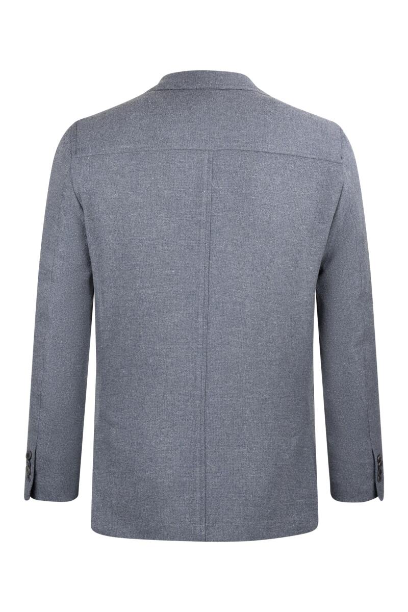 Gri Comfort Fit Mono Yaka Klasik Keten Ceket - Saykı (1)