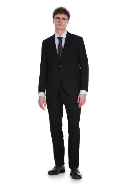 Lacivert Comfort Fit Mono Yaka Klasik Takım Elbise 