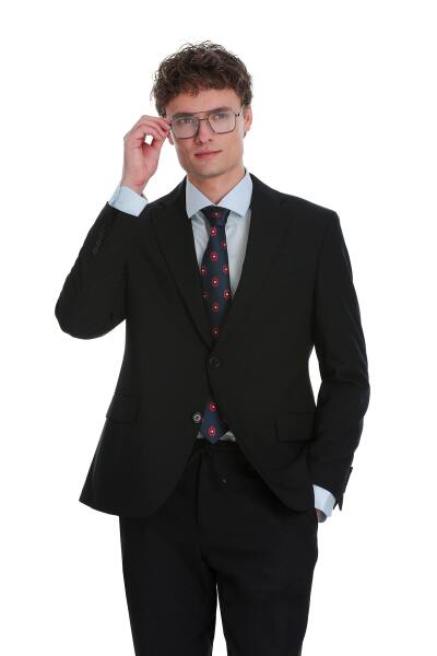 Lacivert Comfort Fit Mono Yaka Klasik Takım Elbise - 2