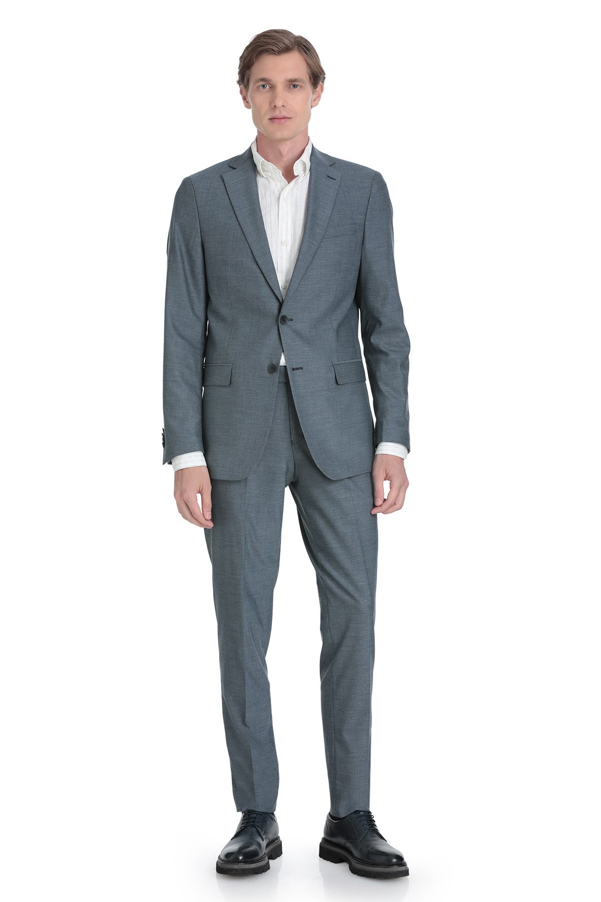 Lacivert Comfort Fit Mono Yaka Klasik Takım Elbise - 1