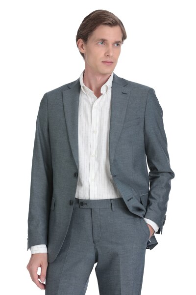 Lacivert Comfort Fit Mono Yaka Klasik Takım Elbise - 3