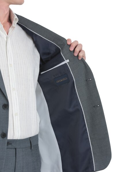 Lacivert Comfort Fit Mono Yaka Klasik Takım Elbise - 5