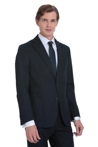 Lacivert Comfort Fit Mono Yaka Klasik Takım Elbise - 3