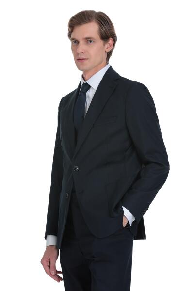 Lacivert Comfort Fit Mono Yaka Klasik Takım Elbise - 4