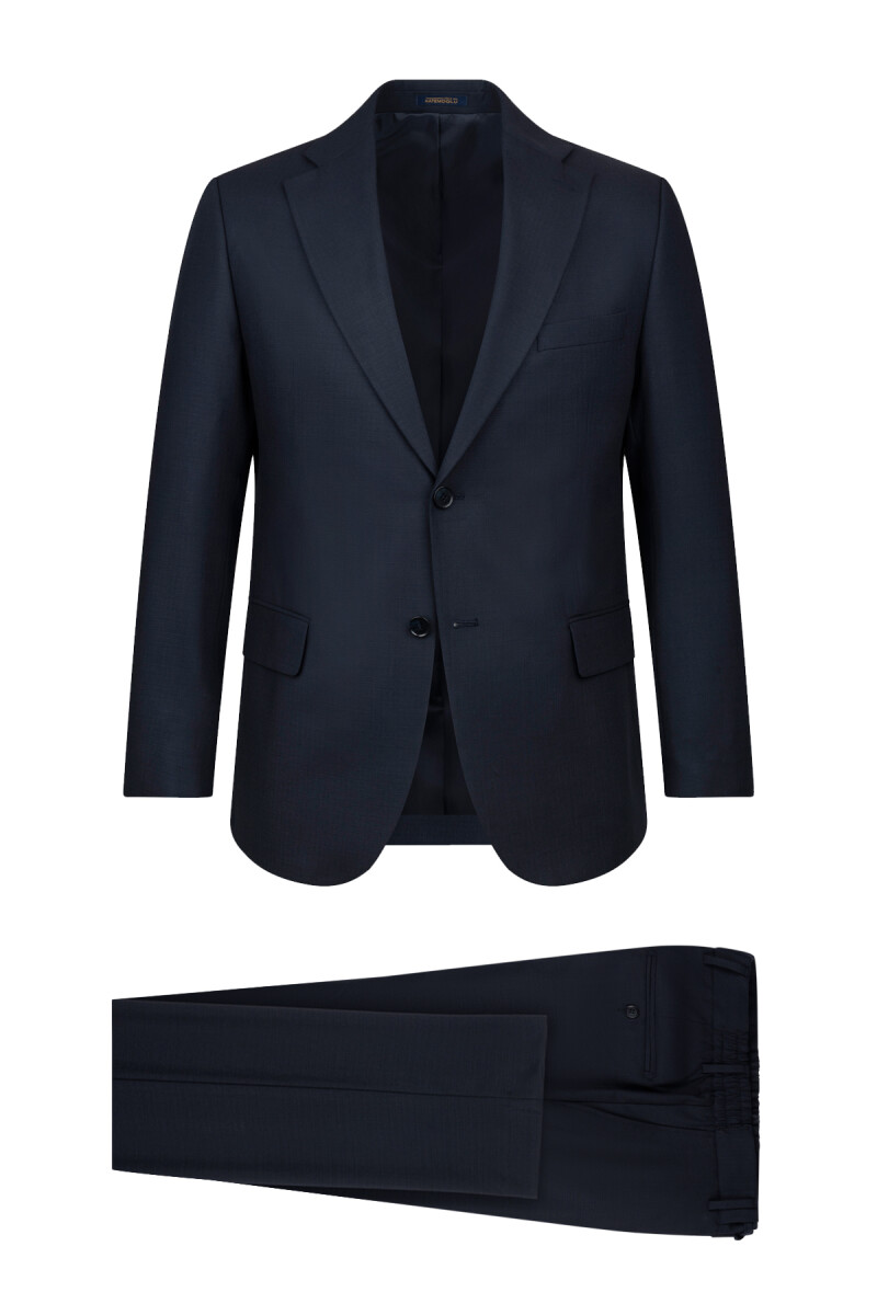 Lacivert Comfort Fit Mono Yaka Klasik Takım Elbise - Hatemoğlu