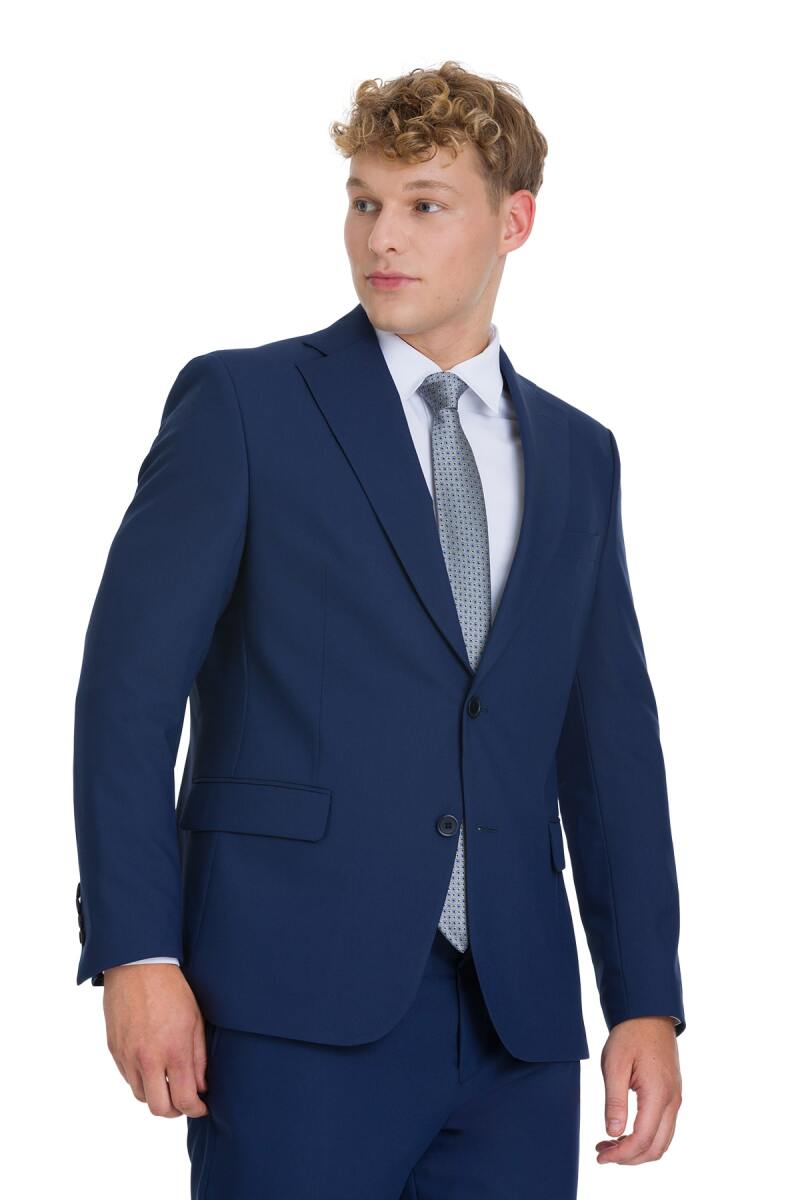 Lacivert Comfort Fit Mono Yaka Takım Elbise - Hatemoğlu (1)