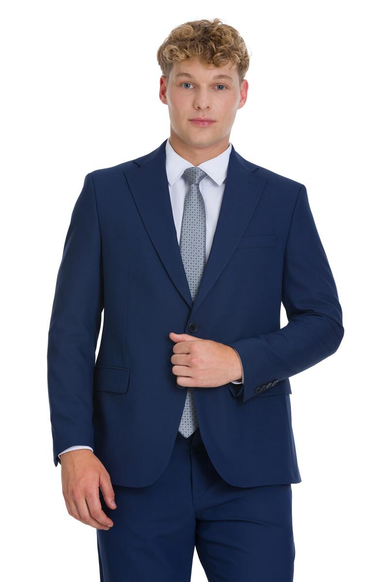 Lacivert Comfort Fit Mono Yaka Takım Elbise - Hatemoğlu (1)