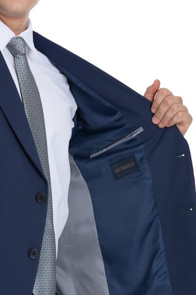 Lacivert Comfort Fit Mono Yaka Takım Elbise - 5