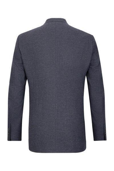 Lacivert Comfort Fit Mono Yaka Yünlü Ceket - 2
