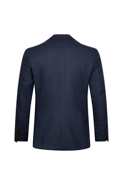 Lacivert Comfort Fit Mono Yaka Yünlü Klasik Ceket - 2