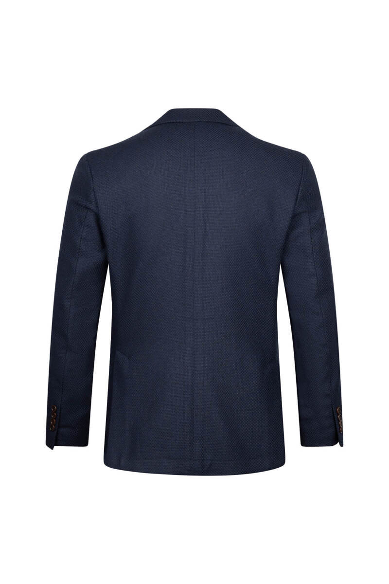 Lacivert Comfort Fit Mono Yaka Yünlü Klasik Ceket - Hatem Saykı (1)