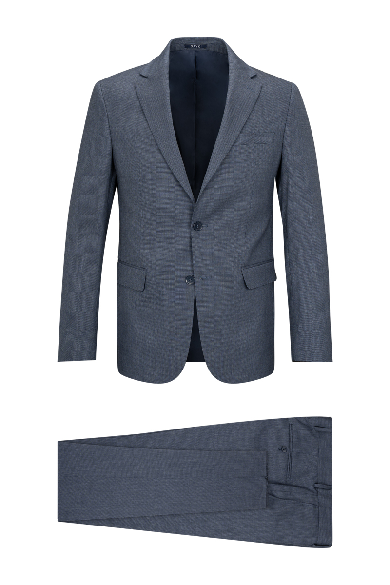 Lacivert Comfort Fit Mono Yaka Takım Elbise - Saykı