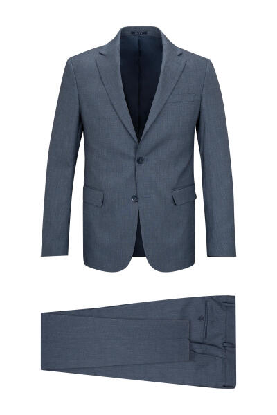 Lacivert Comfort Fit Mono Yaka Takım Elbise - 1