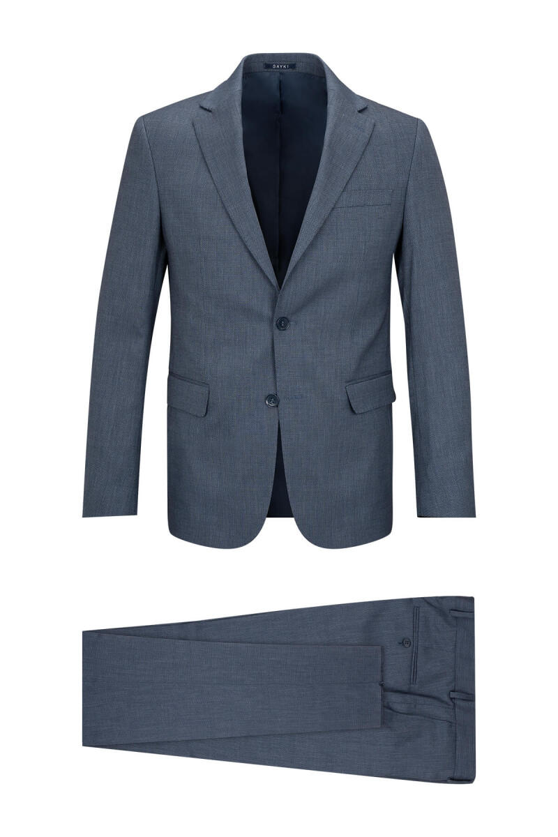 Lacivert Comfort Fit Mono Yaka Takım Elbise - Saykı