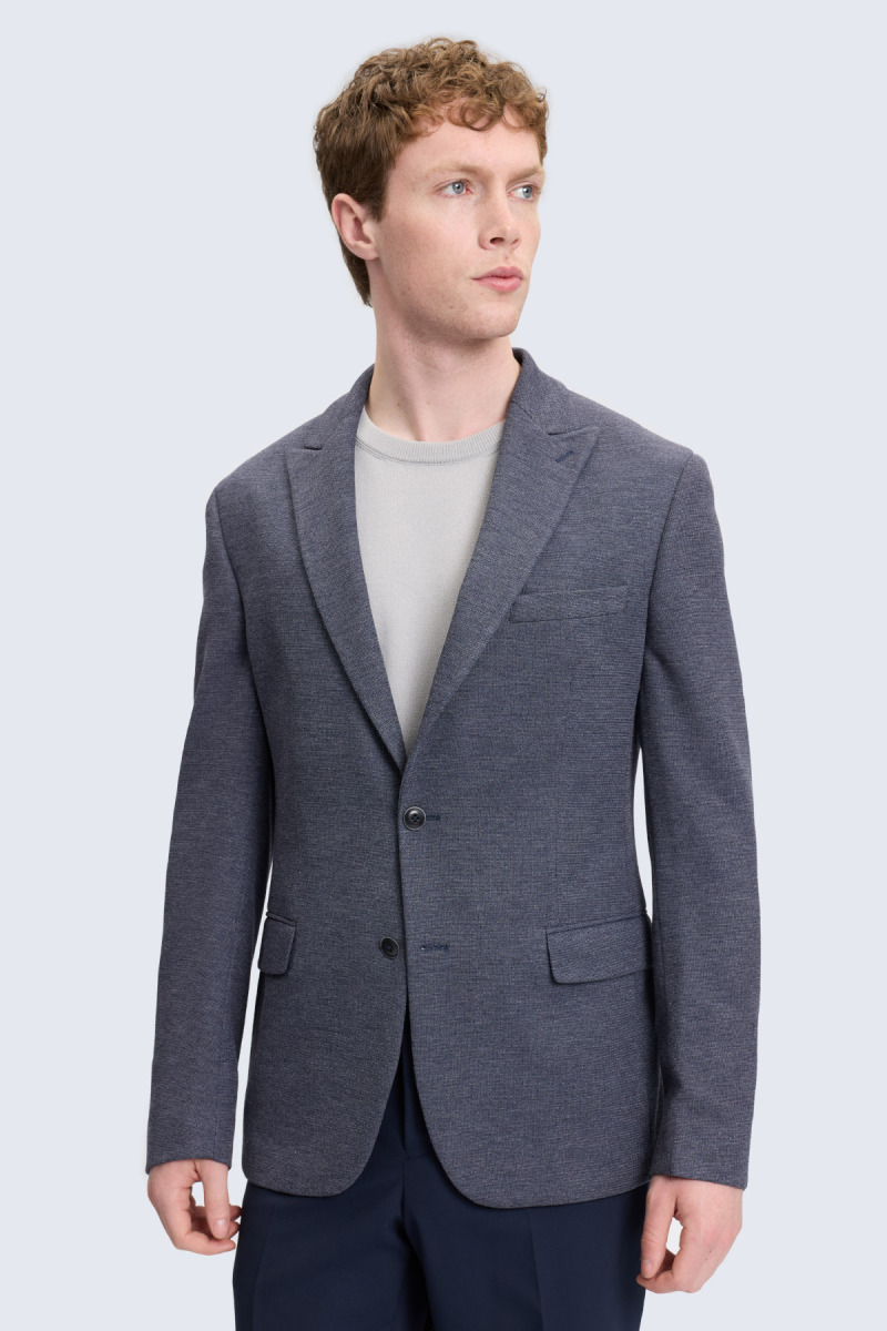 Lacivert Comfort Fit Sivri Yaka Klasik Ceket