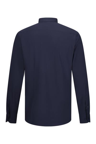 Lacivert Comfort Fit Slim Yaka Uzun Kollu Gömlek - 2
