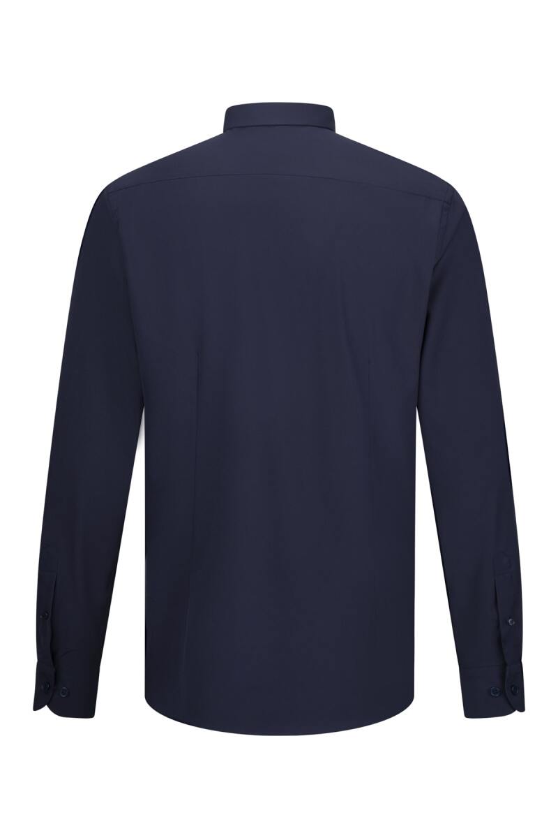 Lacivert Comfort Fit Slim Yaka Uzun Kollu Gömlek - Saykı (1)