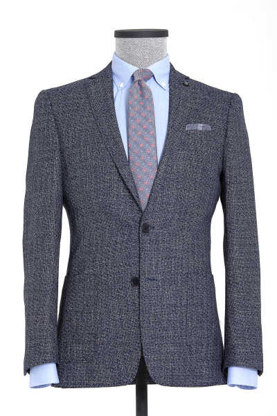 Lacivert Desenli Slim Fit Spor Ceket - 6