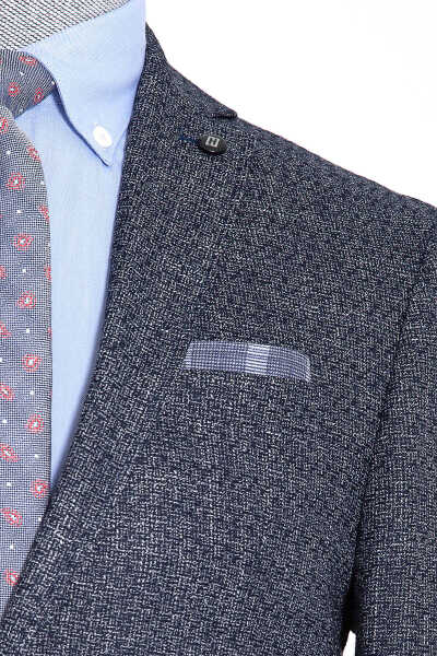 Lacivert Desenli Slim Fit Spor Ceket - 8