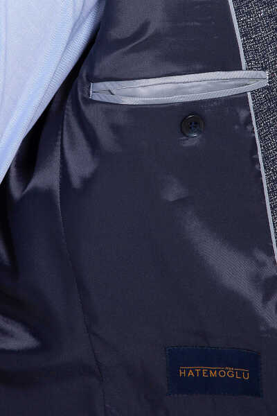 Lacivert Desenli Slim Fit Spor Ceket - 9